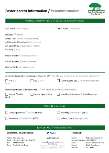 Foster Parents Application MS Word File