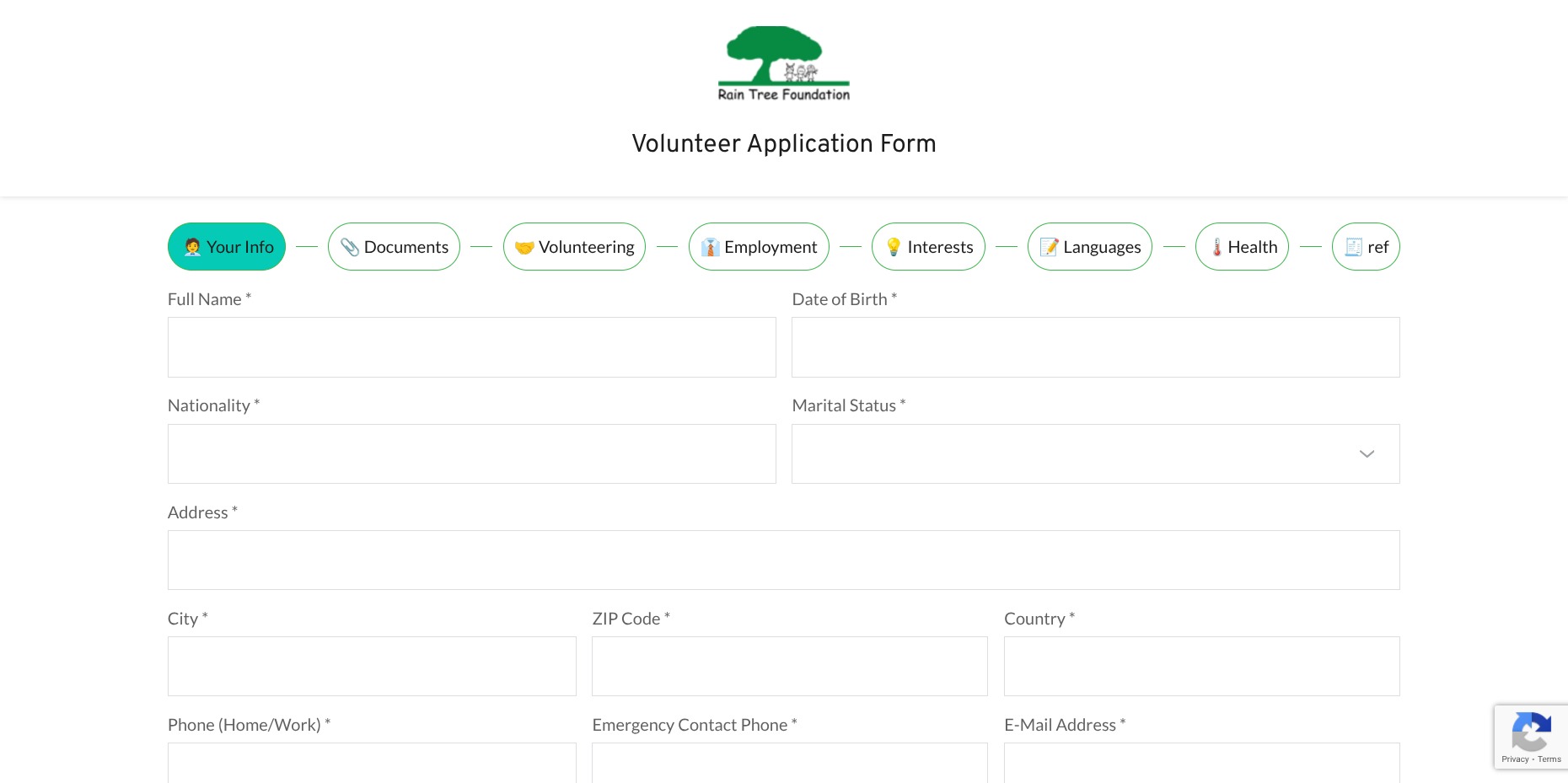 Volunteer Application Form
