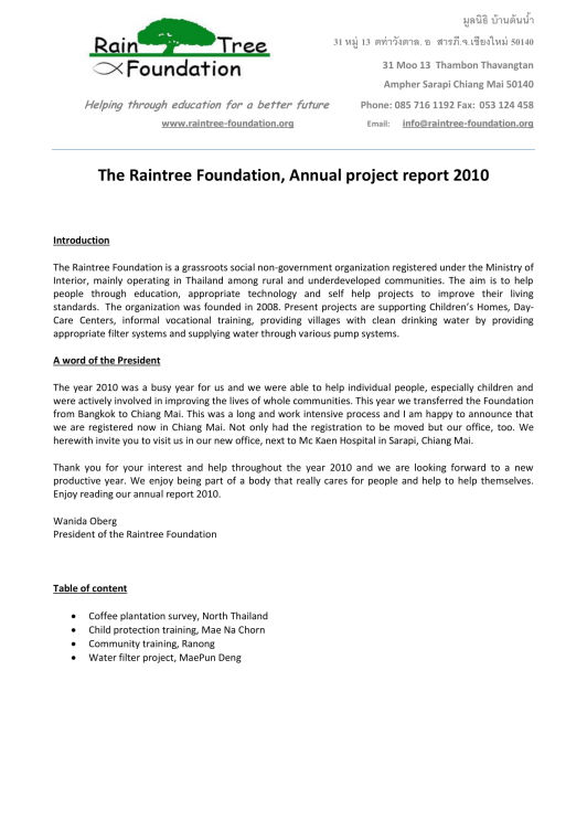 Annual Report with Financial Statement 2010